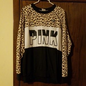 PINK cheetah sweater w/ pockets